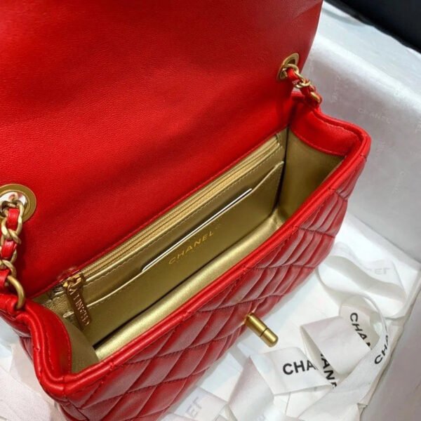 Chanel Flap Bag With CC Ball On Strap Red For Women, Women&rsquo;s Handbags, Shoulder And Crossbody Bags 7.8in/20cm AS1787