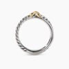 Petite X Ring Sterling Silver with 18K Yellow Gold, 4mm