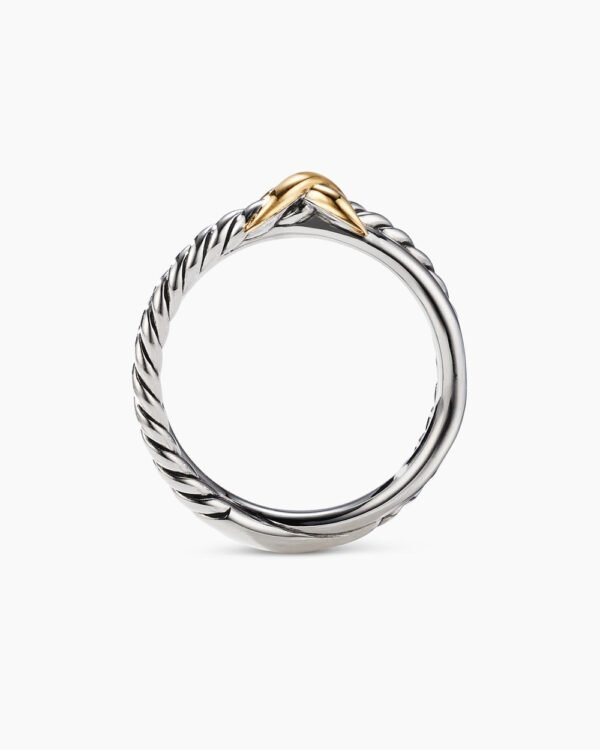 Petite X Ring Sterling Silver with 18K Yellow Gold, 4mm