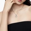 Initial Charm Necklace Sterling Silver with Diamond I