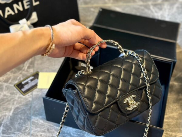 Mini Flap Bag with Top Handle - black