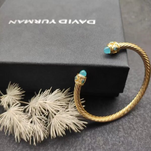 Renaissance&reg; Classic Cable Bracelet Sterling gold with 14K Yellow Gold, Blue Topaz and Lapis, 5mm