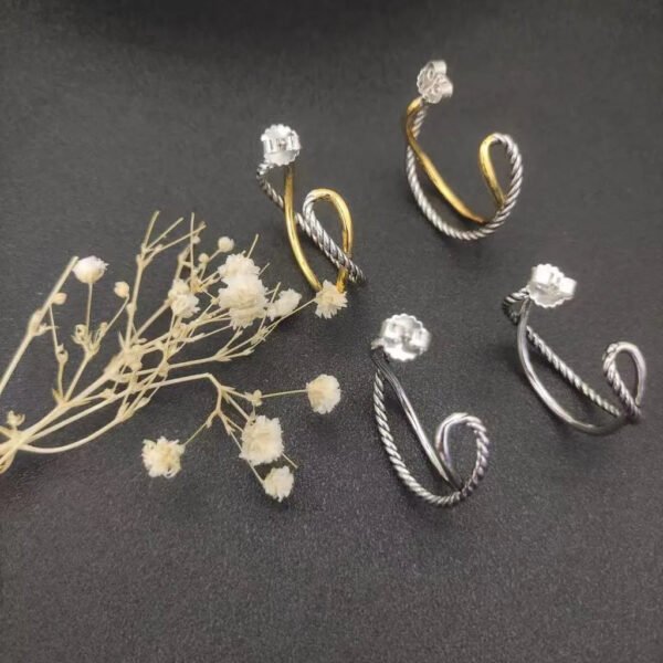 A704DEB4-3A87-8E25-B0E4-02262C31B691.jpg Crossover Hoop Earrings Sterling Silver with 18K Yellow Gold 33.7mm - Gold
