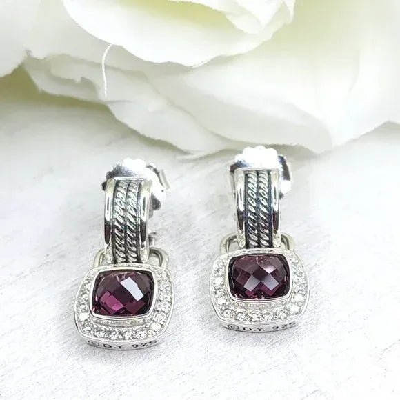 A80A0974-A0DC-4286-82BE-A967AB71C97A.jpg Albion® Drop Earrings Sterling Silver with Red Onyx and Diamonds