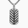 Chevron Tag Sterling Silver with Sapphires, 27mm