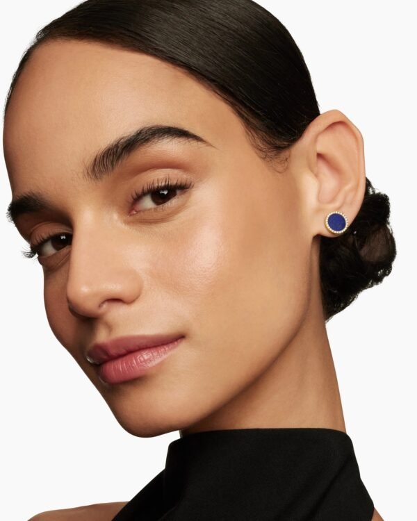 A8453A9F-7375-442F-CD7C-335A0A811D20.jpg Petite DY Elements® Stud Earrings 18K Yellow Gold with Lapis and Diamonds, 14mm