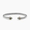 Classic Cable Bracelet Sterling Silver with 14K Yellow Gold and Prasiolite, 5mm