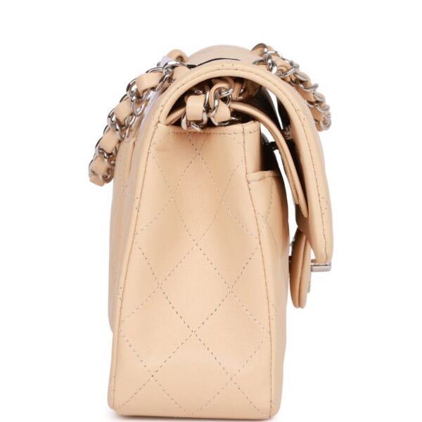 A8BAC13A-B20E-B0CA-24D3-95C9E90BE4BB.jpg Small Classic Double Flap Beige Lambskin Silver Hardware
