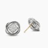 Infinity Stud Earrings Sterling Silver with Diamonds, 13mm