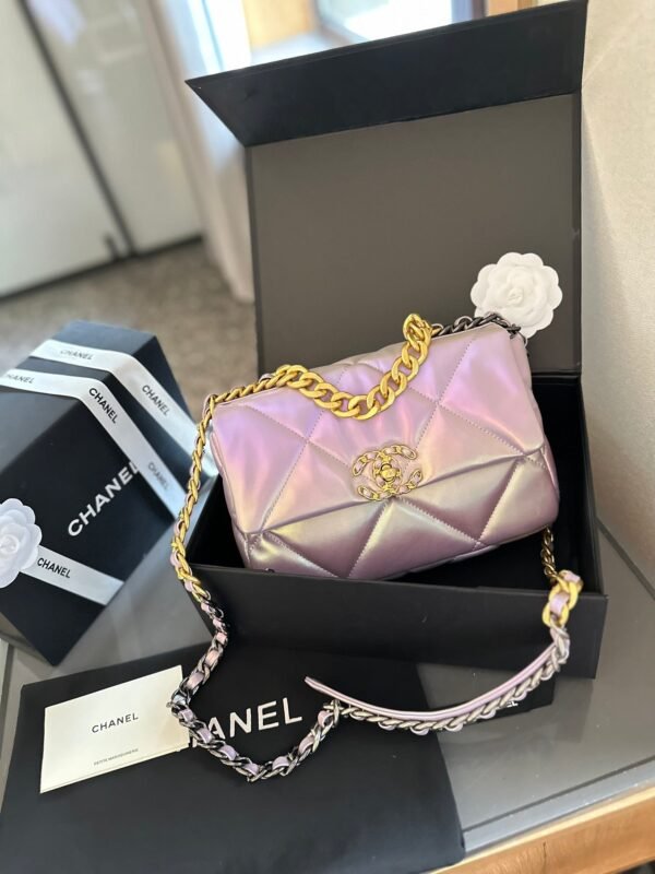 CLASSIC FLAP Small Medium Bag Silver Gold Reverse Hardw - White