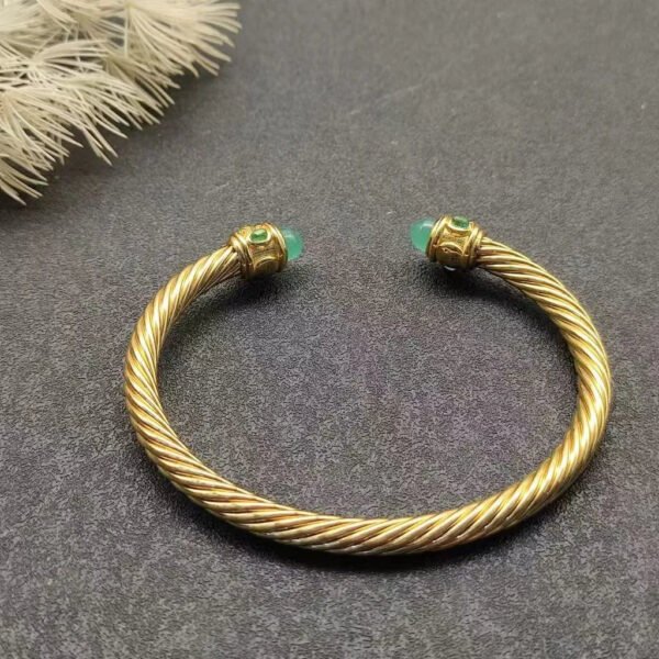 Renaissance&reg; Classic Cable Bracelet Sterling gold with 14K Yellow Gold, Peridot and Lapis, 5mm