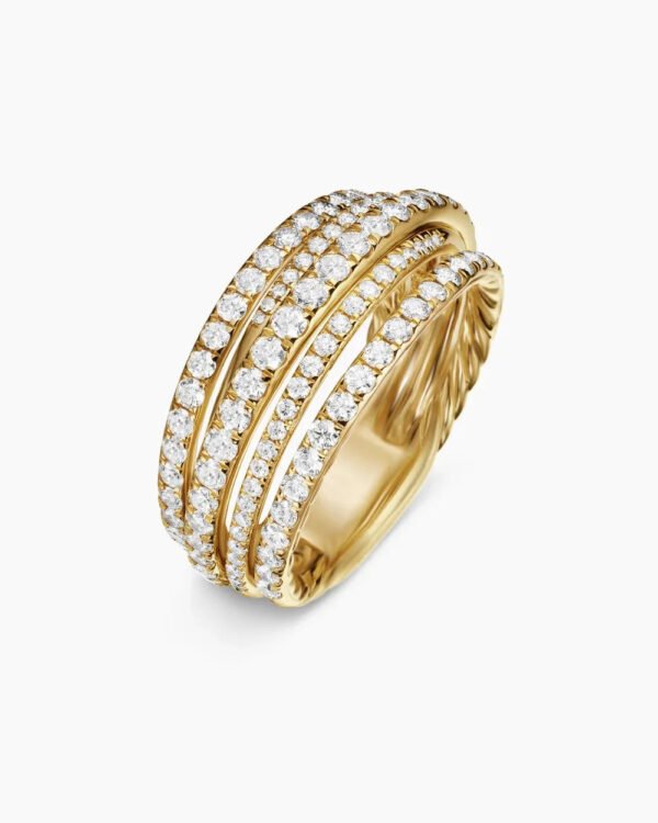 Pav&eacute; Crossover Ring 18K Yellow Gold with Diamonds - 6