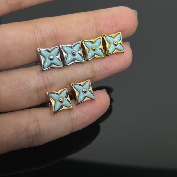 Colour Blossom BB Sun Ear Stud, Pink Gold And Malachite