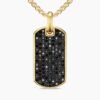 Chevron Tag 18K Yellow Gold with Black Diamonds, 42mm