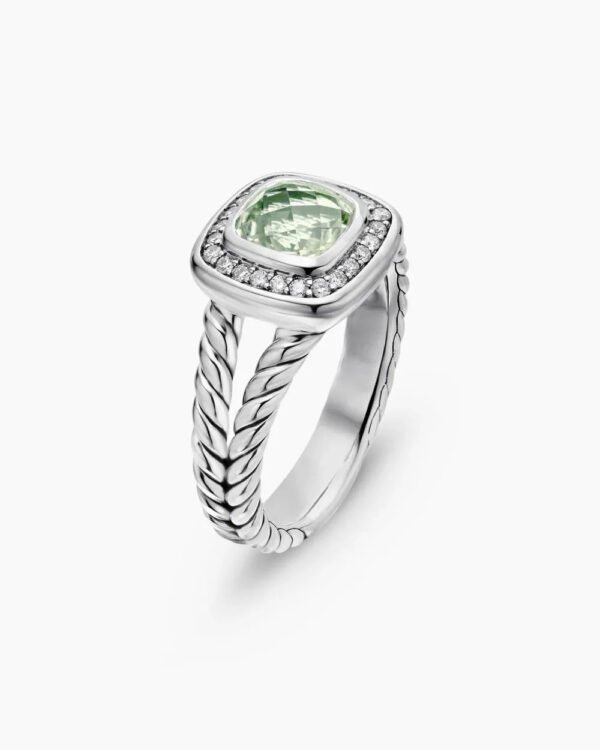 Petite Albion&reg; Ring Sterling Silver with Prasiolite and Diamonds - 6