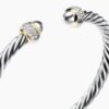 Cable Bracelet Sterling Silver with 18K Yellow Gold and Diamonds, 5mm