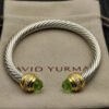 Classic Cablespira&reg; Bracelet Sterling Silver with 14K Yellow Gold,Prasiolite and Diamonds, 7mm