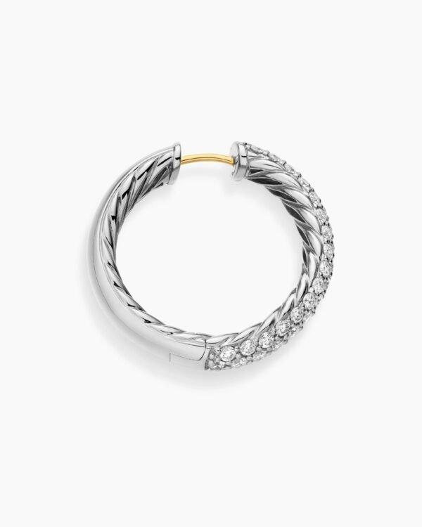 DY Mercer&reg; Hoop Earrings Sterling Silver with Diamonds, 25.4mm