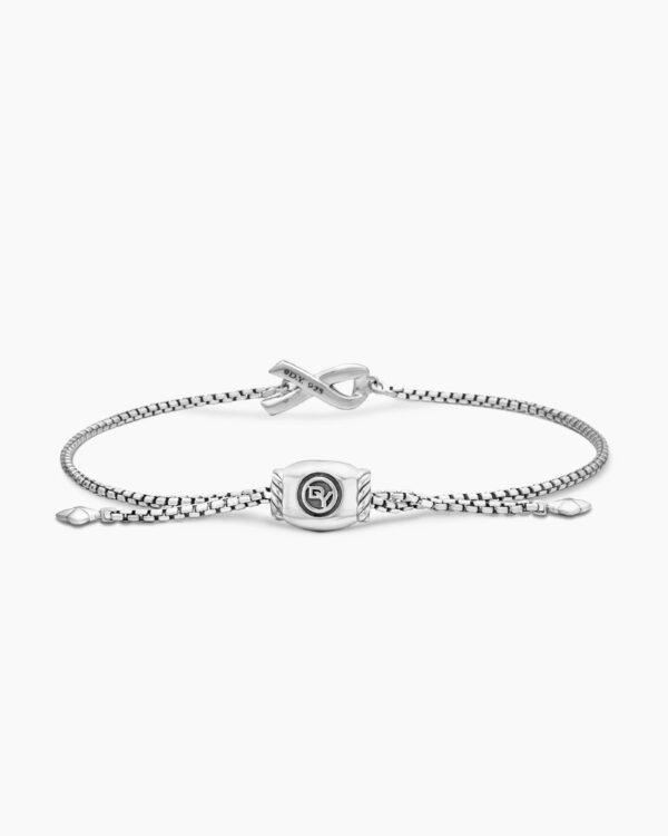 Cable Collectibles&reg; Ribbon Chain Bracelet Sterling Silver with Pav&eacute; Pink Sapphires