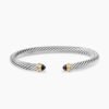 Classic Cable Bracelet Sterling Silver with 14K Yellow Gold and Black Onyx, 5mm