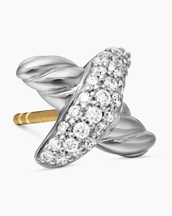 AE1D02CE-8260-1338-41B7-E0E209C0B284.jpg Petite X Stud Earrings Sterling silver with Diamonds, 8.4mm