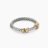 Petite Helena Wrap Band Ring Sterling Silver with 18K Yellow Gold and Diamonds, 4mm