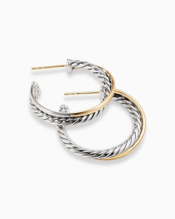 AF313A58-9FE1-ABB1-B794-AAF7FC876D4A.jpg Crossover Hoop Earrings Sterling Silver with 18K Yellow Gold, 26.5mm