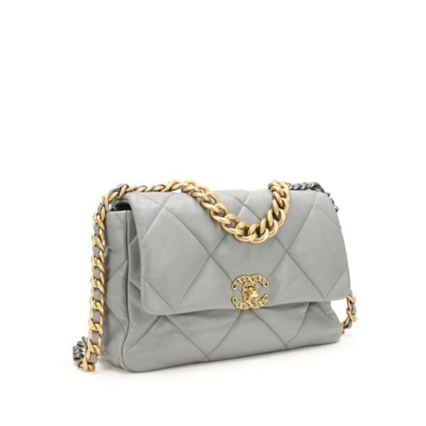 Lambskin Quilted Medium Chanel 19 Flap Dark Grey