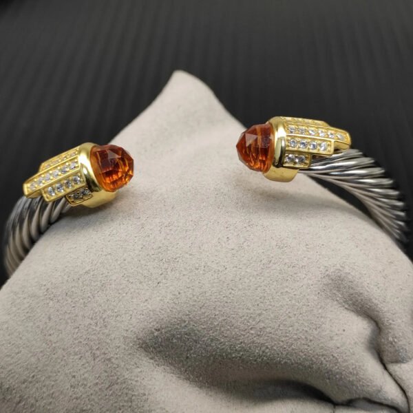 B00D415D-FF5D-3256-CAE2-712241A528AD.jpg 7mm Cable Bracelet with Champagne & Diamond Accents ??Gold Cap