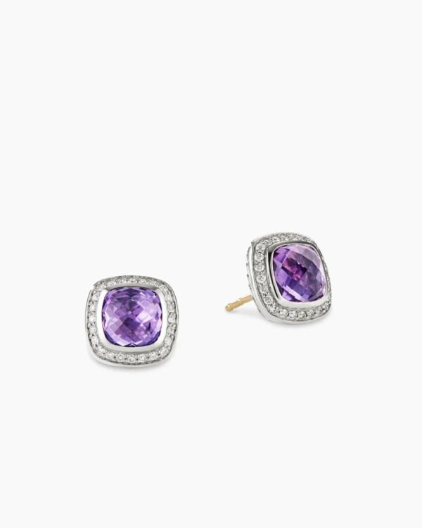 B04857BA-287A-65BE-D565-69BCEF1CB58F.jpg Albion® Stud Earrings Sterling Silver with Amethyst and Diamonds, 7mm