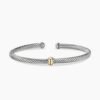 Classic Cable Station Bracelet Sterling Silver with 18K Yellow Gold, 4mm