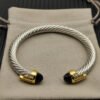 7mm Cable Bracelet with Black Onyx & Diamond Accents ??Gold Cap
