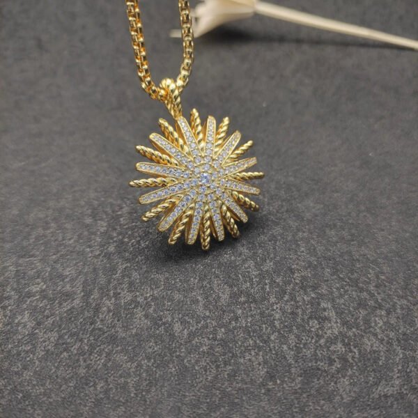 David Yurman  18K Yellow White Gold Diamond Large Starburst Pendant
