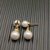 Double Pearl Pave 18K Gold Diamond Earrings