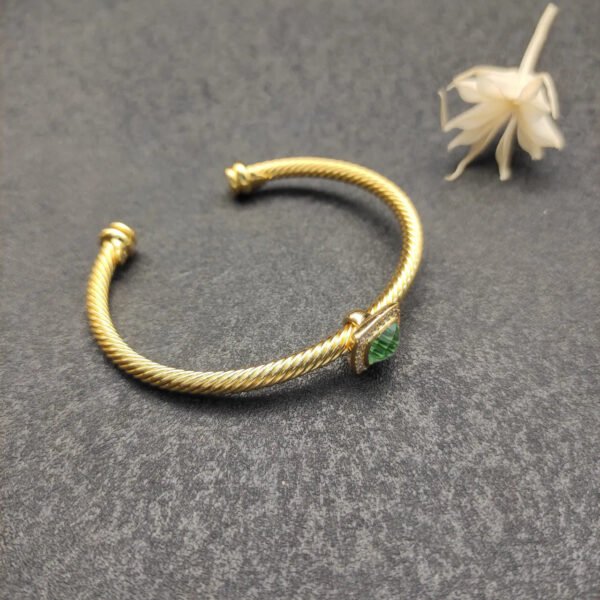 Cable Classics Bracelet with Peridot and Diamonds 18K Yellow Gold 4mm