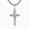 B3AC7426-BAB0-7FE4-2D6D-543842575F6D.jpg X Cross Pendant Sterling Silver with 18K Yellow Gold and Diamonds