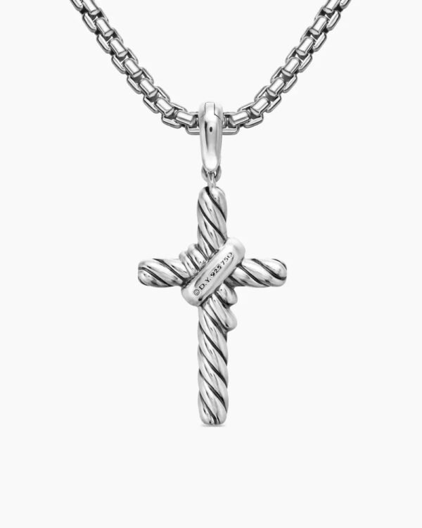 B3AC7426-BAB0-7FE4-2D6D-543842575F6D.jpg X Cross Pendant Sterling Silver with 18K Yellow Gold and Diamonds