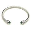 Classic Cable Bracelet Sterling Silver with Prasiolite and Diamonds, 5mm