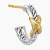 B4746E53-E5C9-0076-2382-2540B95C4CDB.jpg Petite X Hoop Earrings Sterling Silver with 18K Yellow Gold, 12.6mm