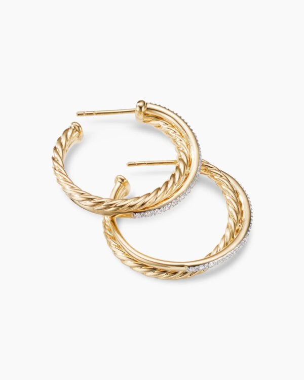B4860AD1-8850-ED5A-E6E2-7DE12E231546.jpg Crossover Hoop Earrings 18K Yellow Gold with Diamonds, 26.5mm