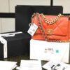 Chanel 19 Handbag 26cm Orange For Women AS1160