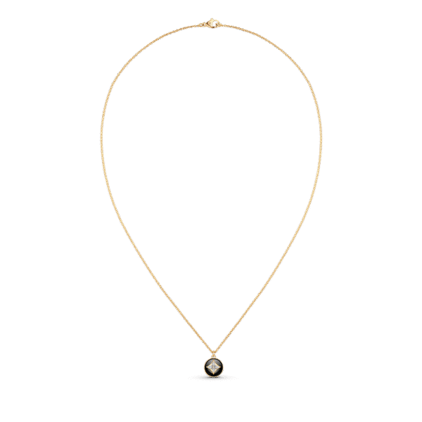 B Blossom Pendant, Yellow Gold, White Gold, Onyx And Diamonds
