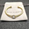 Cable Classics Bracelet with White Gold Agate and Diamonds 18K Yellow Gold 4mm