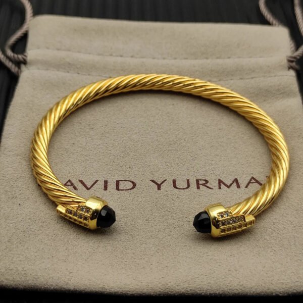 Cable Bracelet with Black Onyx & Diamond Accents  5mm