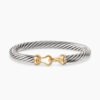 Buckle Classic Cable Bracelet Sterling Silver with 14K Yellow Gold, 7mm