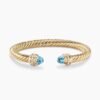 Classic Cablespira&reg; Bracelet 18K Yellow Gold with Blue Topaz and Diamonds, 7mm