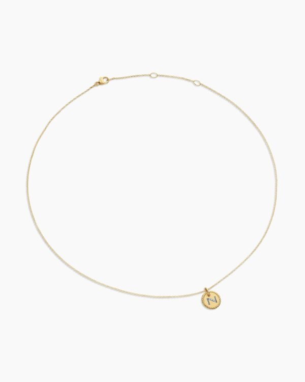 Initial Charm Necklace 18K Yellow Gold with Diamond N