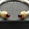 Classic Cablespira&reg; Bracelet Sterling Silver with 14K Yellow Gold,Rhodolite Garne and Diamonds, 7mm