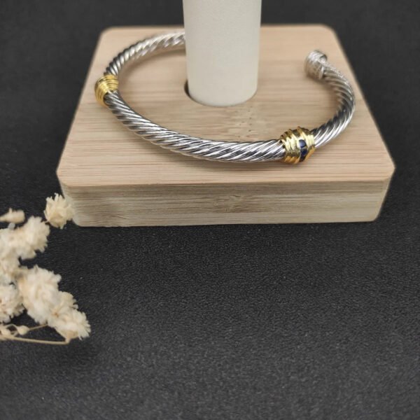 David Yurman 5mm 18k Gold and Sterling Silver Diamond Station Cable Bracelet