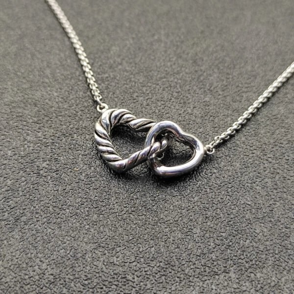 Cable Collectibles&reg; Interlocking Heart Necklace Sterling Silver, 16.4mm